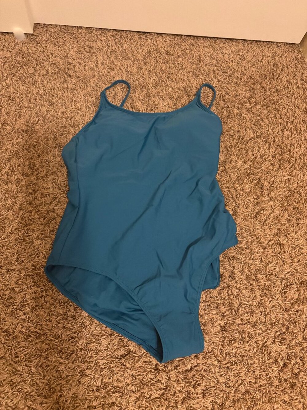 Quince Italian Cami One-Piece Swimsuit Medium Lagoon Teal Blue NEW NWT Polyamide